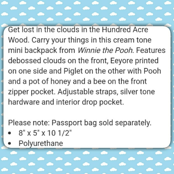 Loungefly Pooh Character Clouds Mini Backpack - Picture 12 of 12